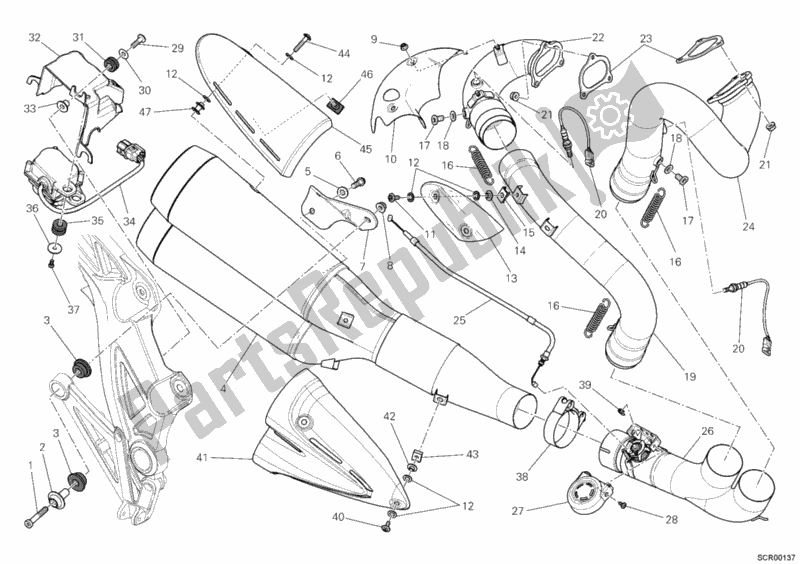 Toutes les pièces pour le Système D'échappement du Ducati Diavel Carbon 1200 2011